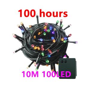 100 LED Christmas Tree Lights Green Cable 28V 10m Length Multi Colored Patio