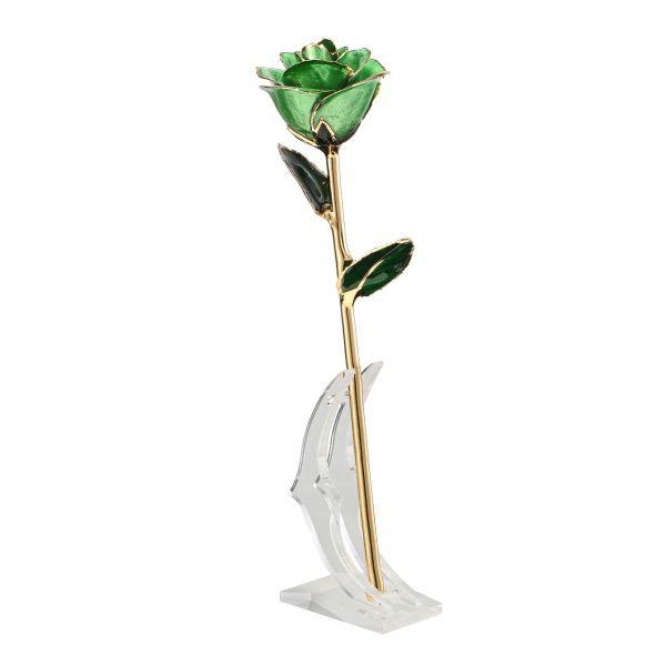 Love Source Authentic Gold Plated Rose Crafts Office and Home Decoration Decorative Ornaments Gold Plated Rose Flowers