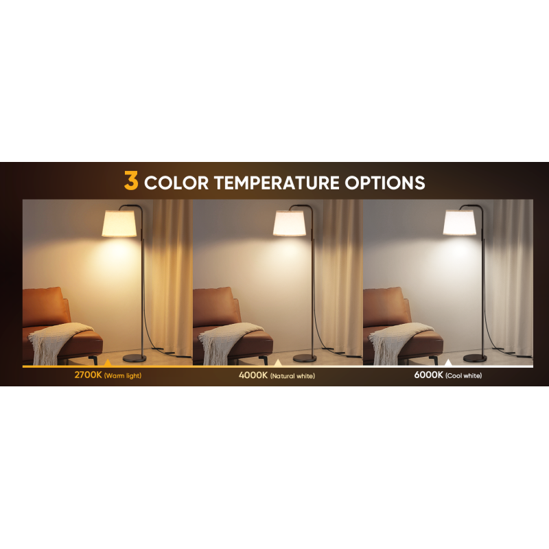 Floor-standing SAD Light Therapy Lamp with 10000LUX Brightness, Dimmable & Color Temperature Adjustable Features and Remote Control