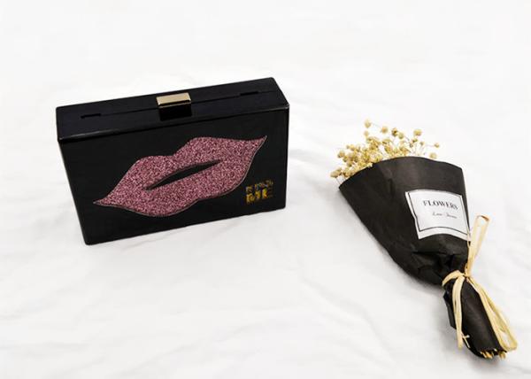 Ladies Women Evening Acrylic Clutch Bag Handmade Kiss Me Patten Shaped