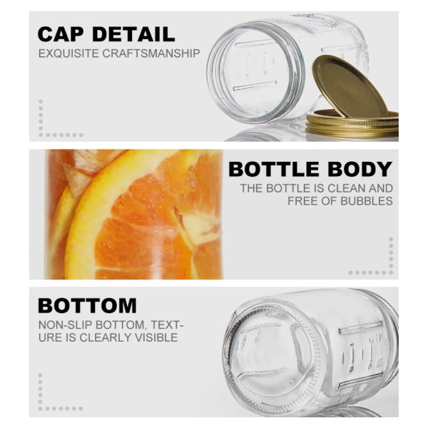 Люксовая круглая 16-унцевая прозрачная стеклянная банка с крышкой для хранения стеклянная банка