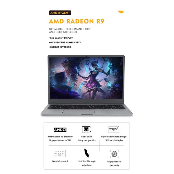 8 mm d'épaisseur 64 gb Ssd Ultra Thin Laptop IPS Panel 15.6 pouces ordinateur portable pour bureau