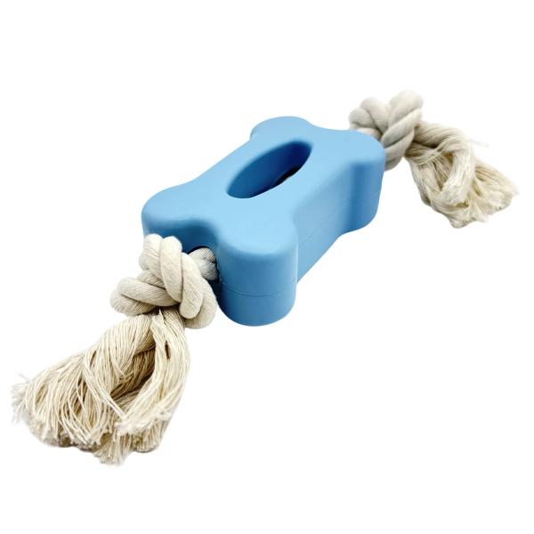 Jouet de chien en forme d'os de caoutchouc avec corde de coton durable et sûr