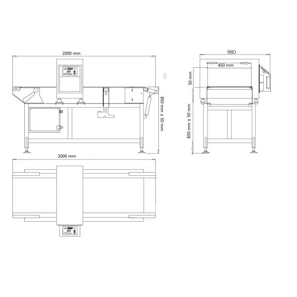 Waterproof Sea Food Grade Metal Detector With Flap Drop Ejector