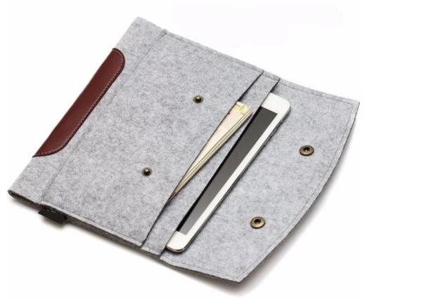 Felt Material Travel Ticket Wallet Grey / Red / Green Color Optional