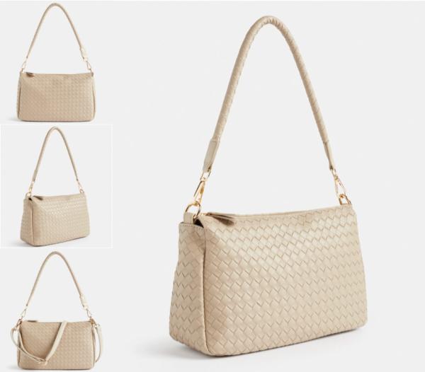 25cm 14cm White Leather Messenger Bag Hand Woven Female Messenger Bag