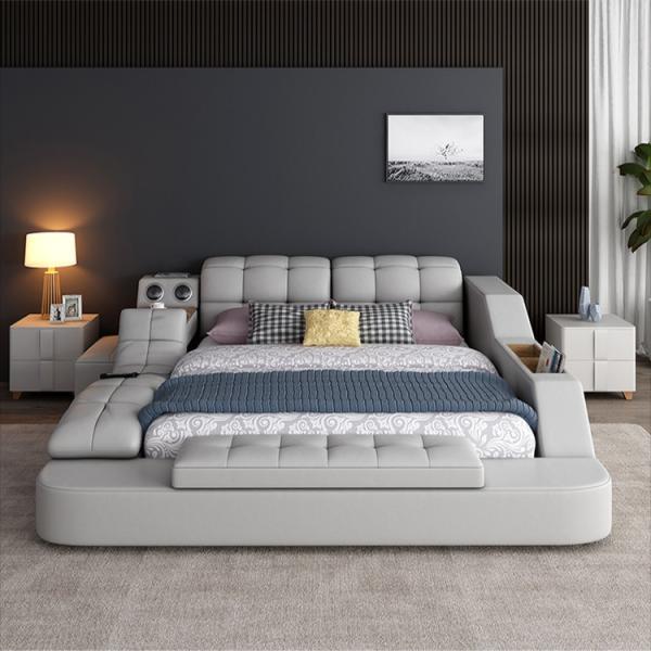 Leather Luxury Bedroom Sets Tufted Upholstered Bed Modern Design