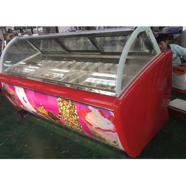 Mini helado pantalla de puerta de vidrio en posición vertical congelador helado forma barril nevera