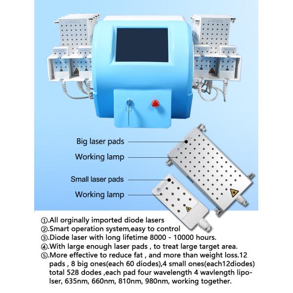 Терапия лазера Липо лазера 4 диодов длины волны подвергает механической обработке 12 пусковых площадок уменьшая машину красоты