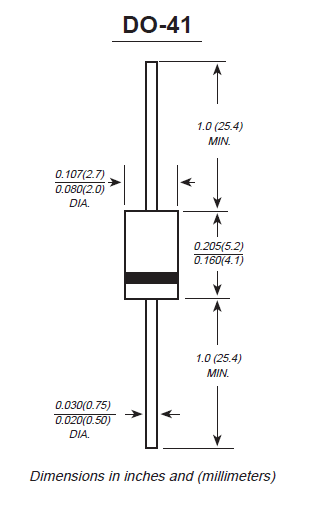 Diodo rápido super DO-41 do diodo 1a Schottky da recuperação da eficiência elevada para a aplicação do agregado familiar