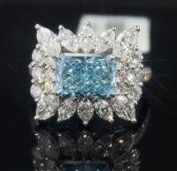 2.20ct Anel de Diamante de Laboratório Azul com configuração de estilo circundante para ocasiões especiais