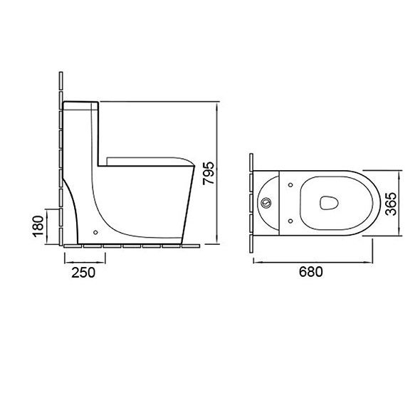 PP UF One Piece Toilets 365x680x795mm Washdown Toilet For Bathroom