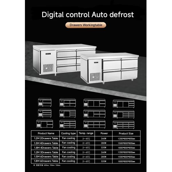 Under Counter Table 2-Drawer Refrigerator Commercial Kitchen Equipment