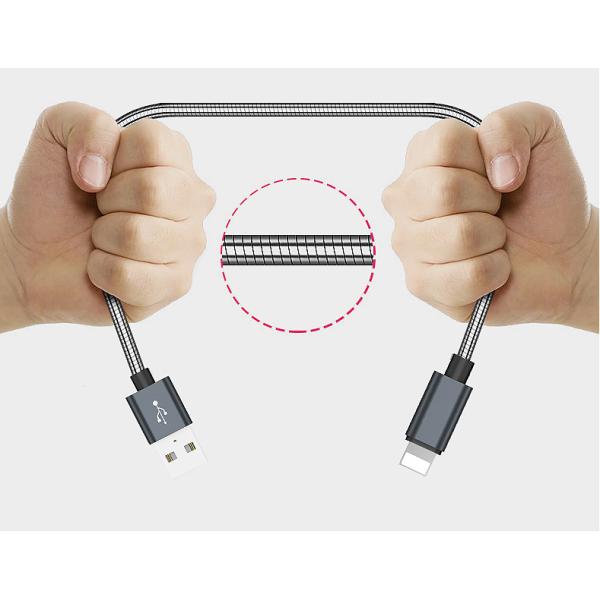 Outdoor Travel Quick Charging Spring USB Data Cable Colorful 5V 2.1A Nickel Plated