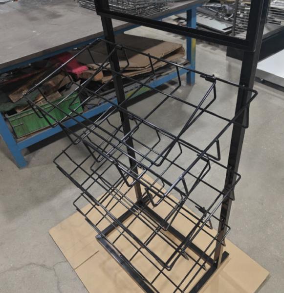 3 rangées Sign Hold Retail Display Rack avec trois paniers Stable