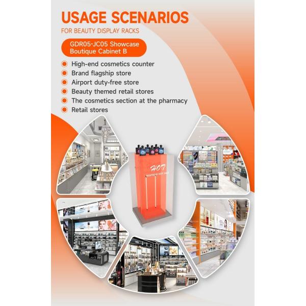 GDR05-JC05 Makeup Display Rack with 3mm Orange Semi-Transparent Acrylic Assembled Box for Fashion Boutique