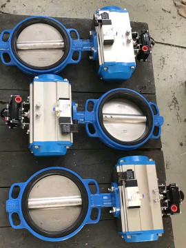 Wafer Butterfly Valve With Double-Acting Pneumatic Actuator