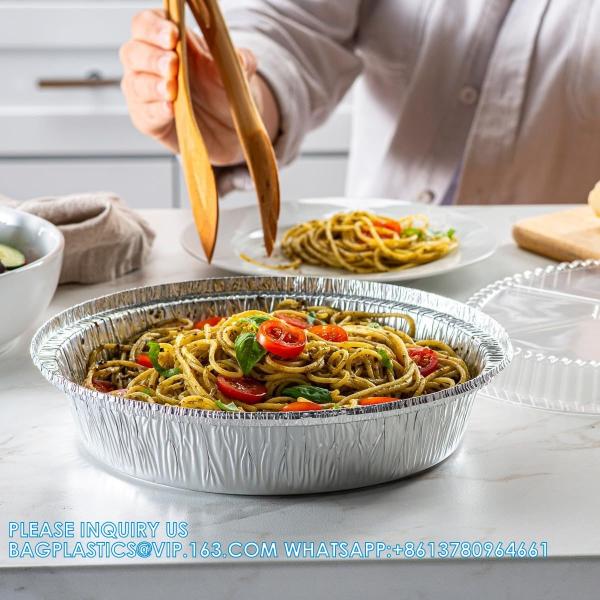 10'' Inch Round Tin Foil Pans Disposable Aluminum, Extra Deep Freezer & Oven Safe - For Baking, Cooking, Storage