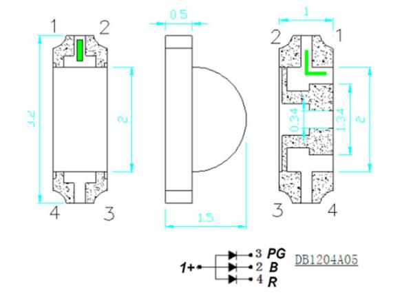 1.50mm height 1204 Package with Right Lens Full-Color Chip LED smd rgb led wirh Water Clear lens color