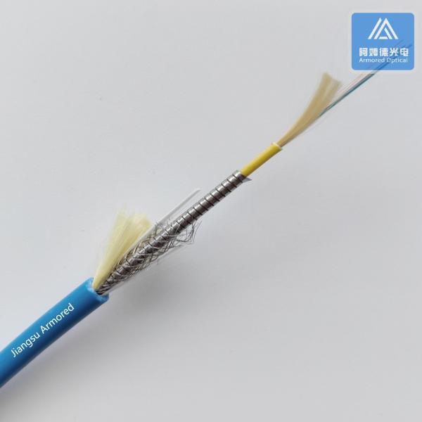 Micro Outdoor Armored Fiber Optic Cable 12 Core SM 5.0mm Blue