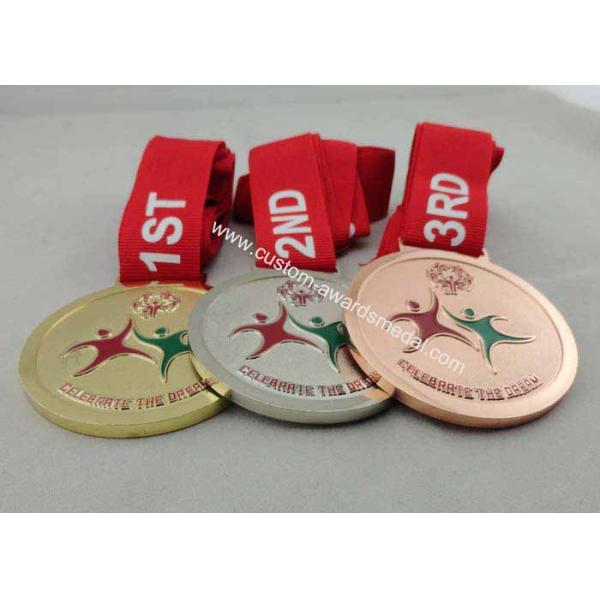 Copper Plated Medals With Ribbon , Die Casting For Olympic Game