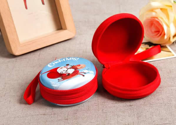 Custom logo branded item 2018 Christmas promotional gifts zipper closure tin wallet small mini metal tinplate coin box
