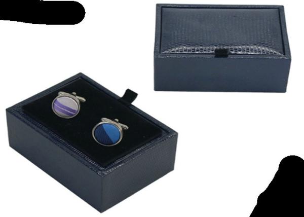 Luxury Cufflink Gift Box Custom Leather / Paper Material 60*60*35mm Size