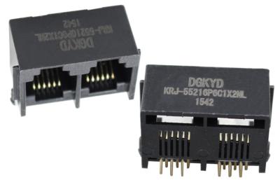 2 JAQUE do porto RJ11 sem transformador, conector do preto RJ11 de PBT