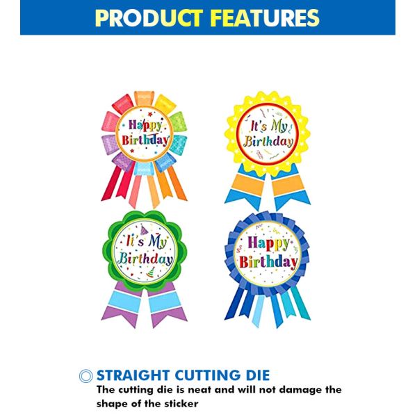 Watercolor Happy Birthday Stickers Perforated For Kids Party Decoration