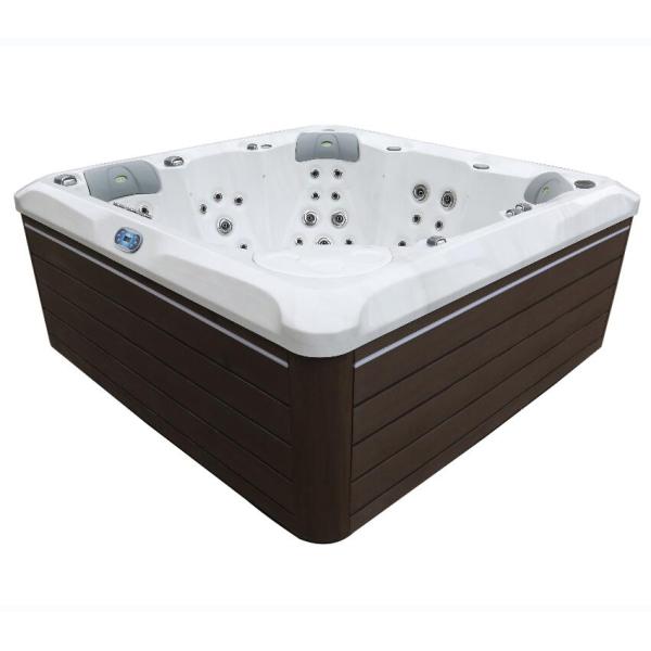 Balneario al aire libre de lujo de la tina caliente de 5 personas con la iluminación superior y una cascada retroiluminada