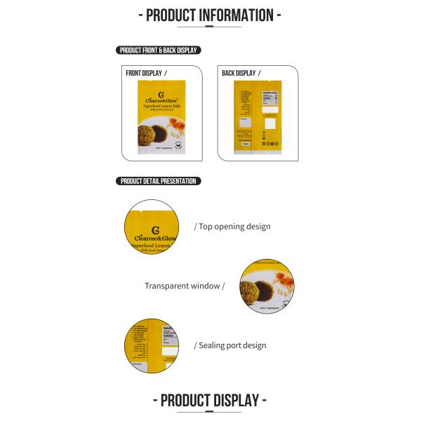 Sacs de nourriture séchée sur mesure Sacs de thé à grains de café Sacs d'emballage à billes de citron Sacs d'emballage de noix Sacs d'emballage