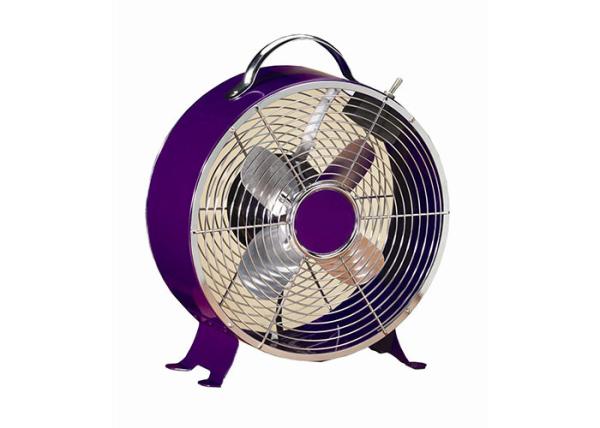 Home Or Office Red Retro Metal Fan With UK Plug / Air Cooling Desk Clock Fan