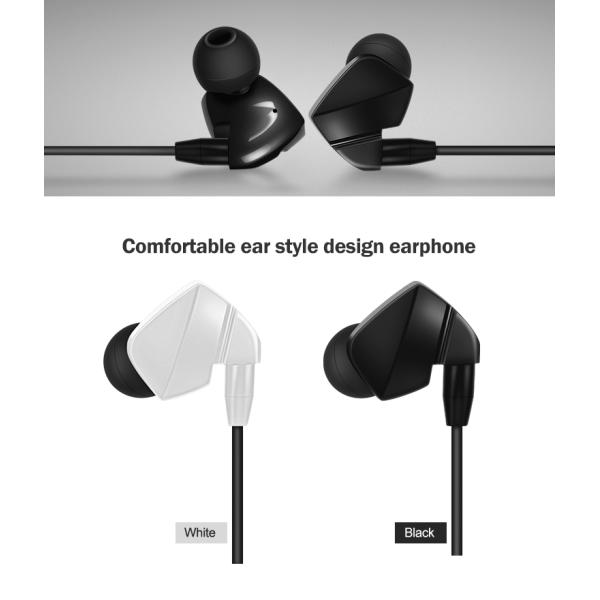 Black White 15m High Bass Earphones in ear Fidelity Microphone