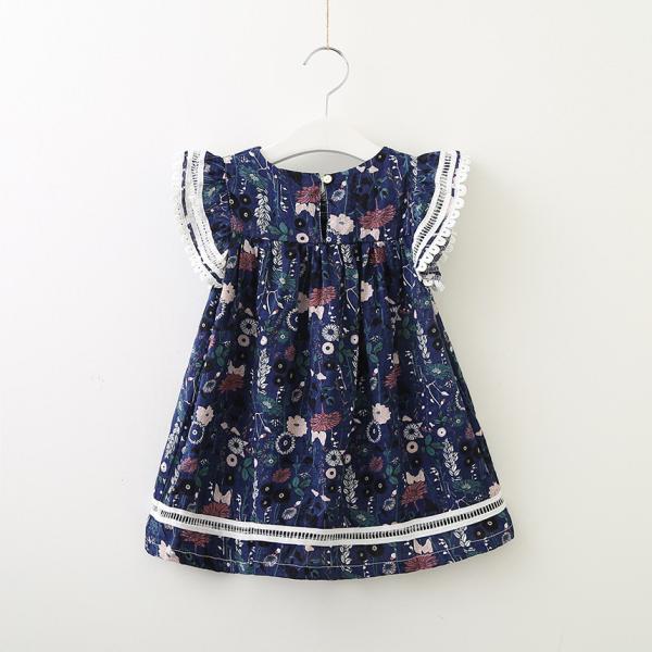 Summer Children'S Clothing Girl'S Floral Flying Sleeve Dress Baby Girl Cute Dress