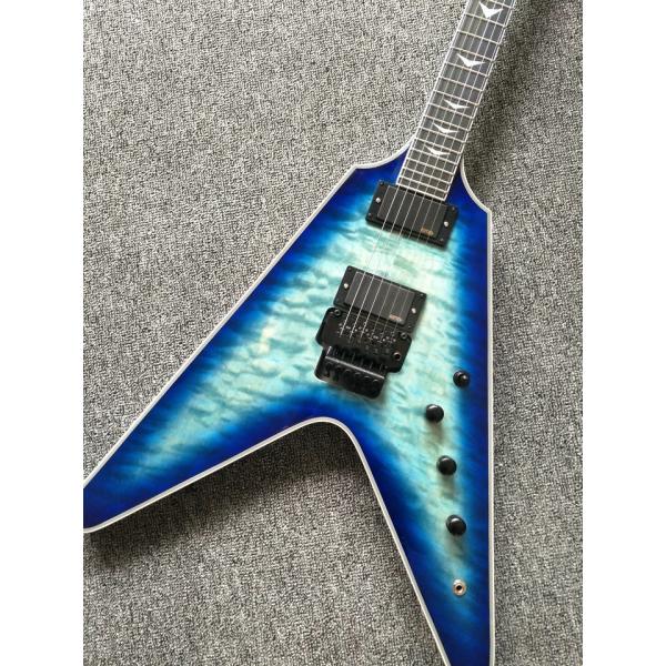 2017 custom kinds colors alien flying v guitar free shipping blueburst color ebony fretboard flying v electric guitar