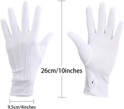 Tuxedo Guard 100% Cotton Uniform White Parade Gloves 8.1 Inches