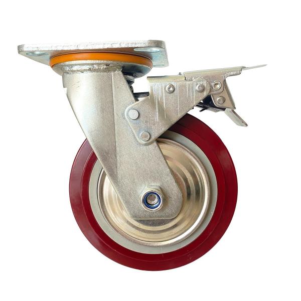 4-8 Inch Heavy Duty Roller Bearing Polyurethane PU Swivel Castor for Industrial Carts