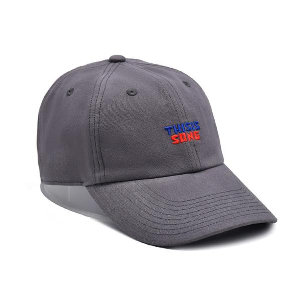 Embroidered Cotton Baseball Cap With Unstructured Shape Curved Visor 6 Eyelets