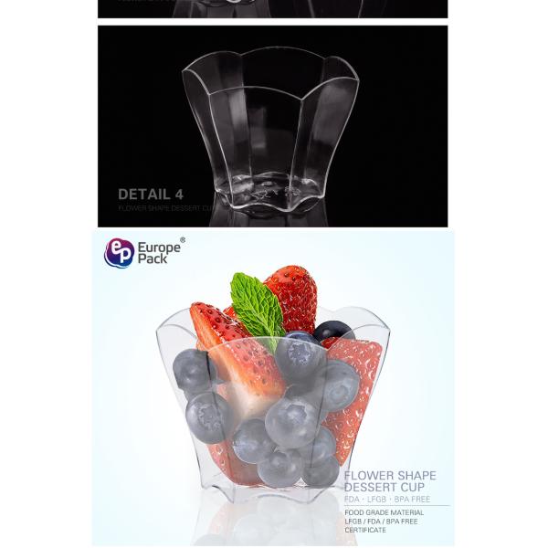 Party supplies flower shape plastic disposable dessert cup for ice cream