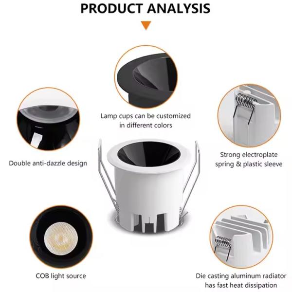 Full Spectrum LED DownLight High End Anti Glare LED COB Downlight For Home Hotel Villa