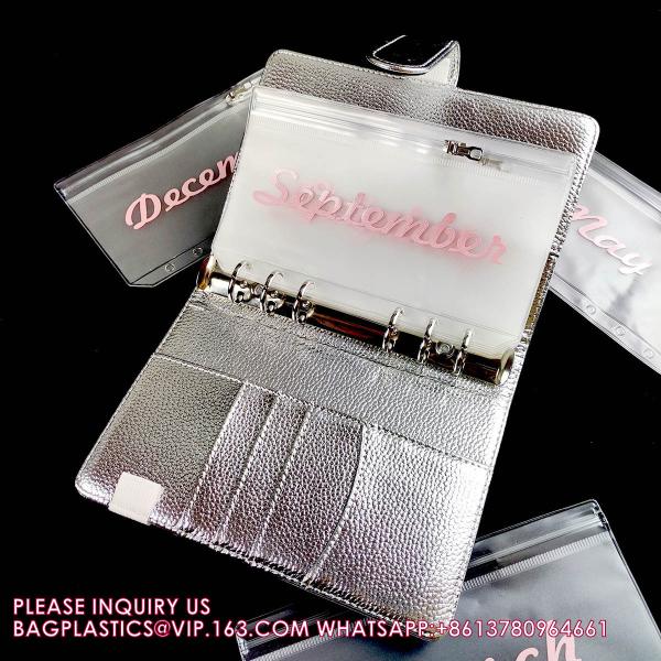 Reusable Cash Stuffing Binder Plan, Money Saving Binder Organizer Books Budget, purse, Metal slider bag zipper bag