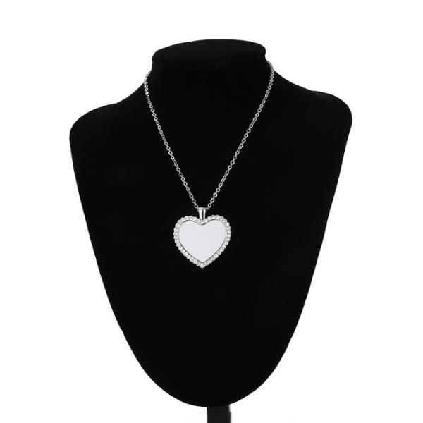 Collier de bijoux Souvenir Cadeau Collier avec pendentif en forme de cœur Collier sublimation en forme de cœur avec diamant