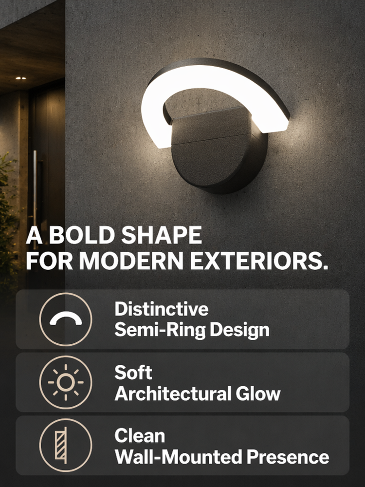 Architectural Curved Modern Exterior Wall Lights Corrosion Resistant Outdoor Wall Sconce