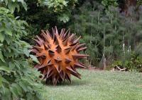 Tamaño personalizado Esculptura de acero corten de pelota de espina de metal de jardín oxidado