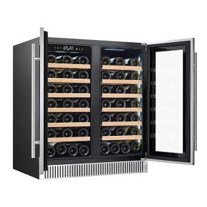 ETL Certificate 68 Bottle Independent Dual Temperature Two Glass Door Red Wine Refrigerated Storage Display Freezer