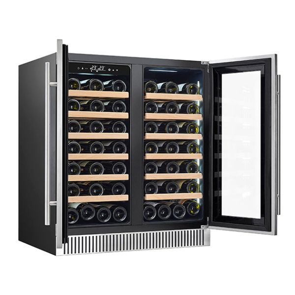 ETL Certificate 68 Bottle Independent Dual Temperature Two Glass Door Red Wine Refrigerated Storage Display Freezer