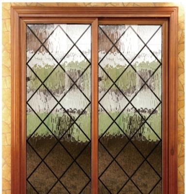 Decorative Door Inserts Wrought Iron Glass 12x12 Mm Black Steel Bar Light Transmittance