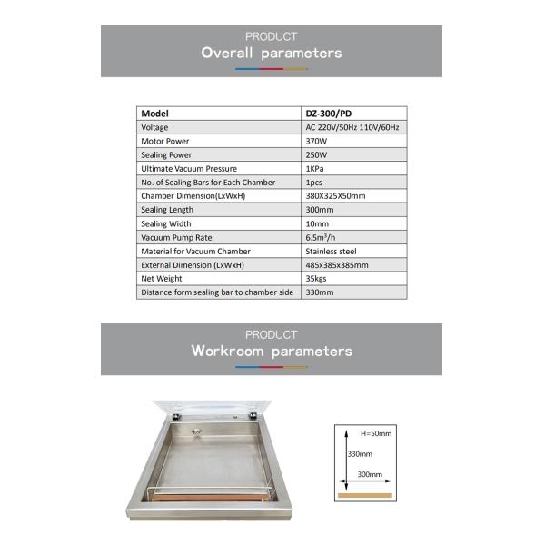 Ultimate Vacuum Pressure 1KPa DZ-300 Portable Automatic Industrial Food Vaccum Sealer