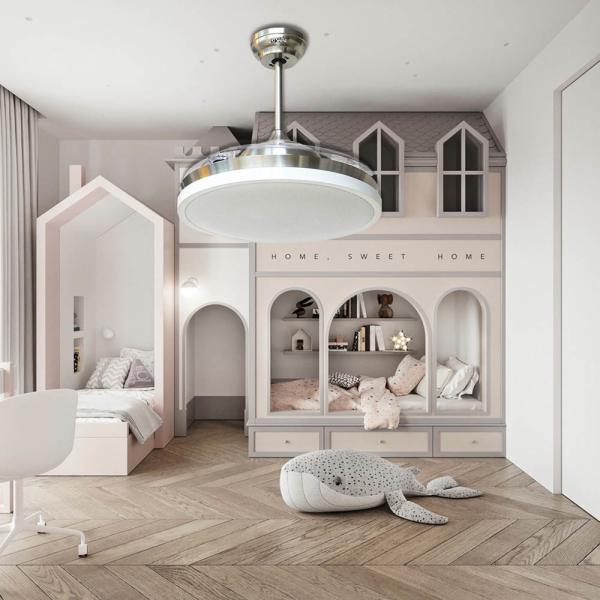 1stshine Ventilador de teto 2022 Design de interiores Ventilador decorativo Luz Retratando lâminas ocultas