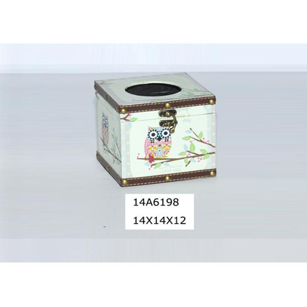 Household PU Leather MDF SGS Wooden Tissue Box